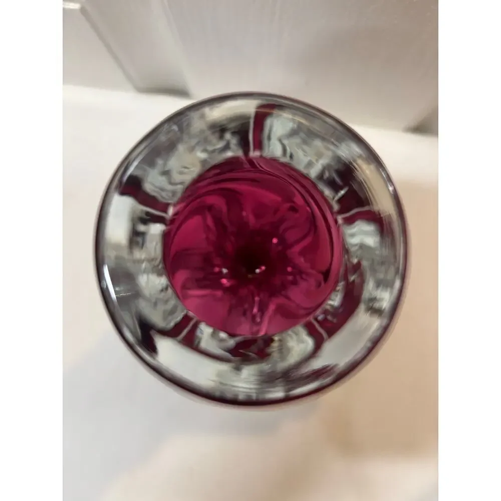 Vintage Josef Hospodka Chřibská Cranberry Propeller Art Glass Vase 7
